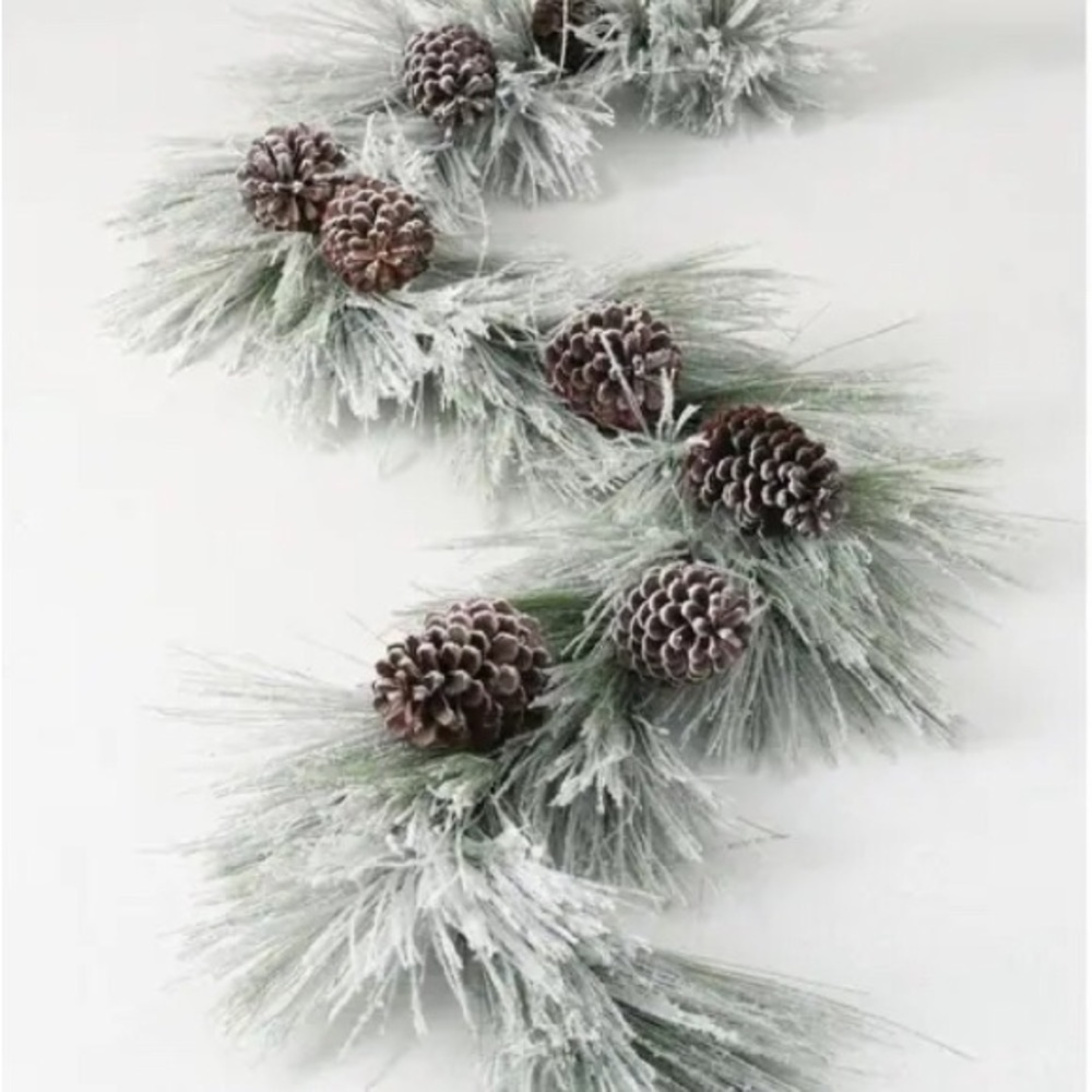 Sullivans Artificial Flocked Long Needle Garland 72"L Green - 6'L x 15"W x 7"H